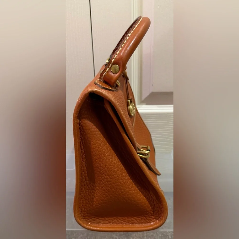 Vintage Dooney & Bourke Carpet Bag Small R47 Brown and Tan Purse Satchel Tote - Picture 6 of 7